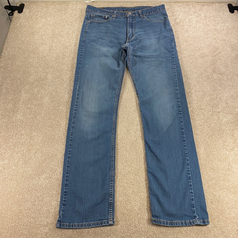 Levi's 513 Straight Fit Jeans‎ Mens 34x34 Blue Medium Wash Denim High Rise